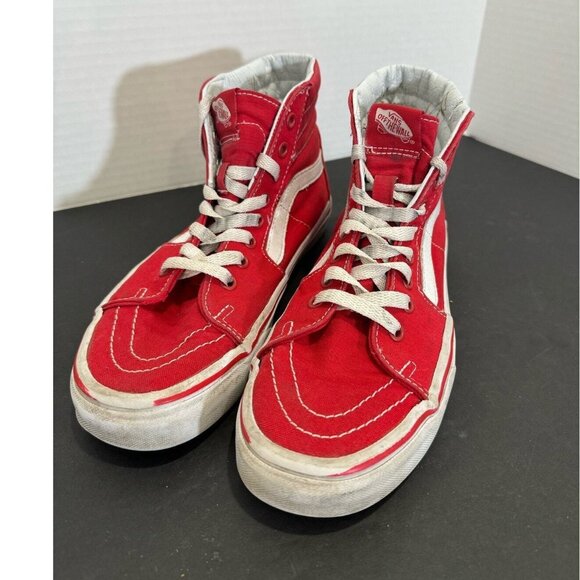 Vans Off The Wall Unisex Hi Top Red/White Skateboarding Racing Sneaker 7M 8.5W - Picture 6 of 14